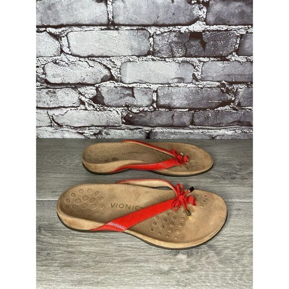 Vionic Bella 2 Red Synthetic Bow Casual Thong Sandals Women’s Sz 8.5M US/40EU - Picture 4 of 16